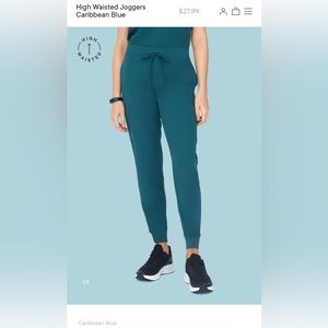 High Waisted Jogger scrub pants (Caribbean Blue; medium- tall)